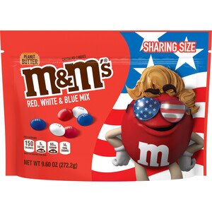 M&M'S Peanut Butter Red, White & Blue Patriotic Chocolate Candy, 9.6 OZ