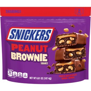SNICKERS Peanut Brownie Squares Fun Size Chocolate Candy Bars, 6.61 oz Sharing Size Bag