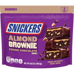 SNICKERS Dark Chocolate Almond Brownie Chocolate Candy Fun Size Bars Sharing Size, 6.93oz