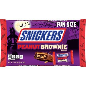 SNICKERS Peanut Brownie Fun Size Chocolate Halloween Candy, 9.14 OZ
