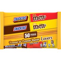 M&M'S & Snickers Peanut & Peanut Butter Assorted Bulk Chocolate Halloween Candy, 50 ct, 25.91 oz