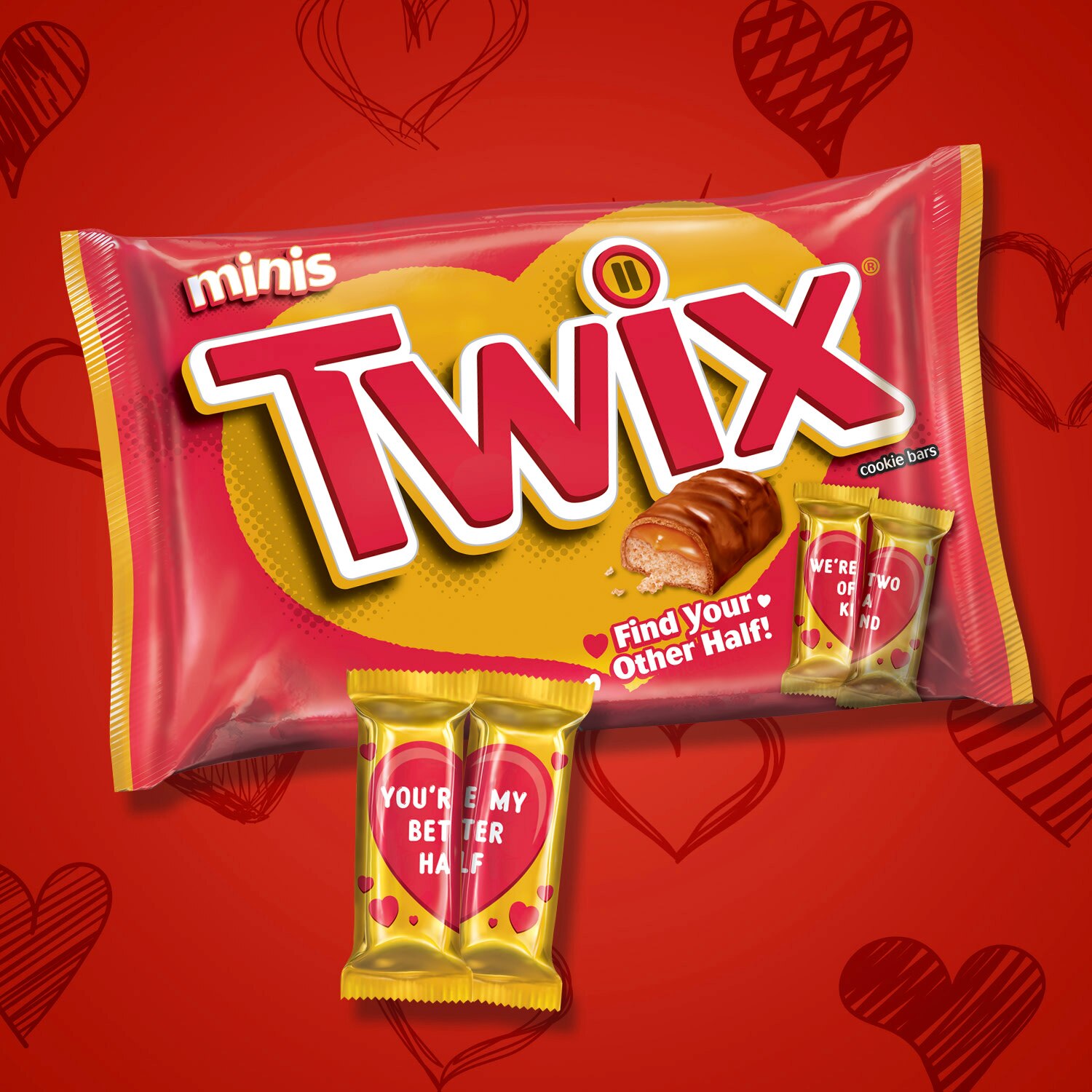 Twix Minis Caramel Chocolate Cookie Valentine's Day Candy, 10.43 Oz , CVS