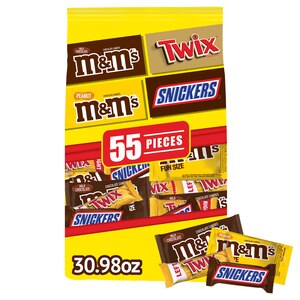 M&M'S, Snickers & Twix Variety Pack Fun Size Milk Chocolate Candy Bars  Assortment, 55 ct, 30.98