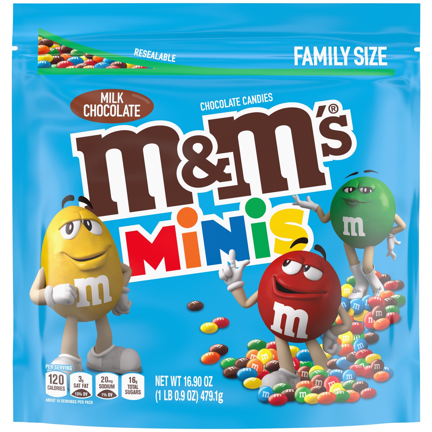 M&M'S Minis Milk Chocolate Candy, Family Size, Resealable Bulk Candy Bag, 16.9 Oz , CVS