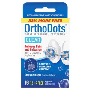 OrthoDots CLEAR, Pain and Irritation Relief from Orthodontic Appliances, 12CT