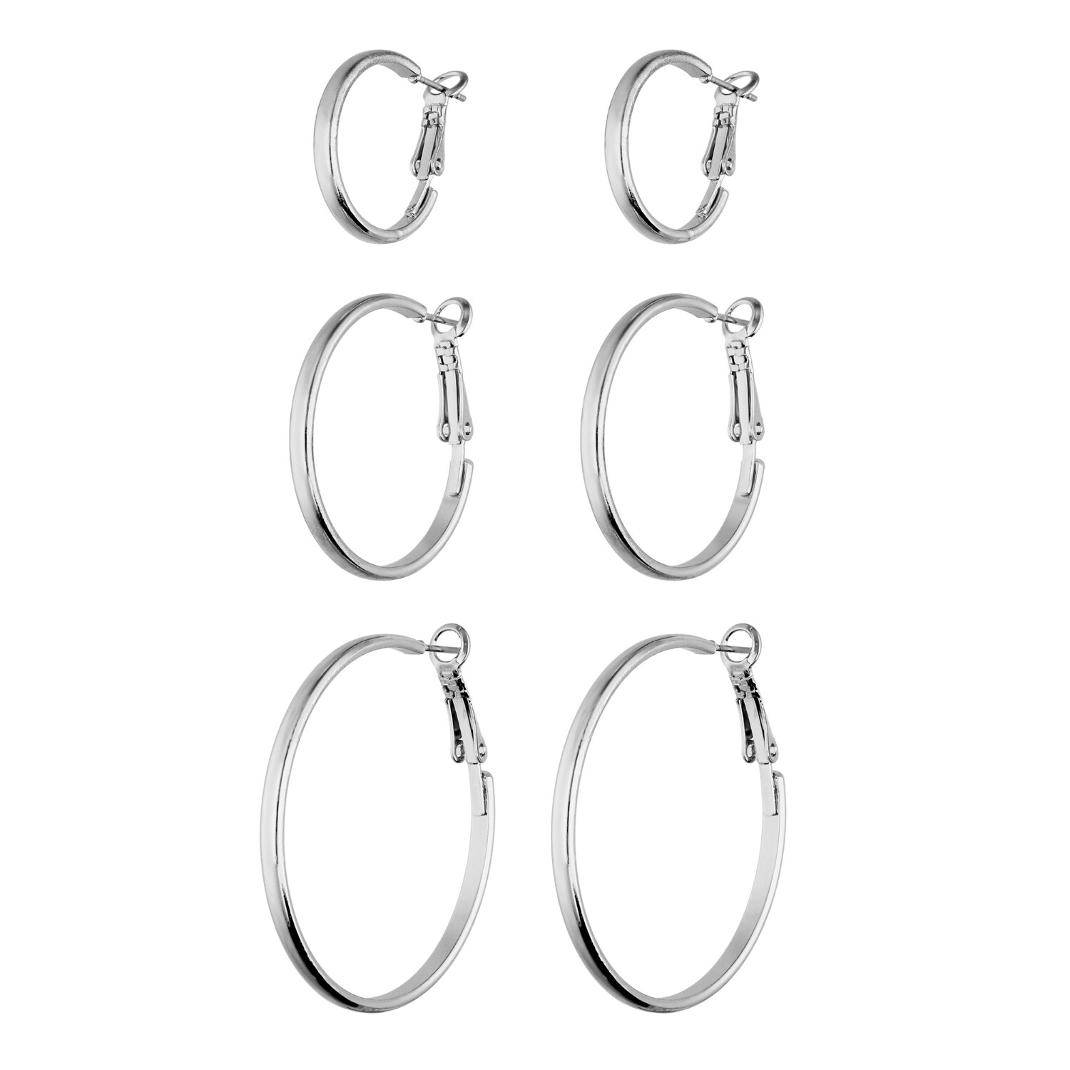 I AM Jewelry Creole Hoop Earring Set, Silver, 6CT , CVS