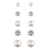 I AM Jewelry Pearl Silver Earring Set, 10CT, thumbnail image 1 of 3