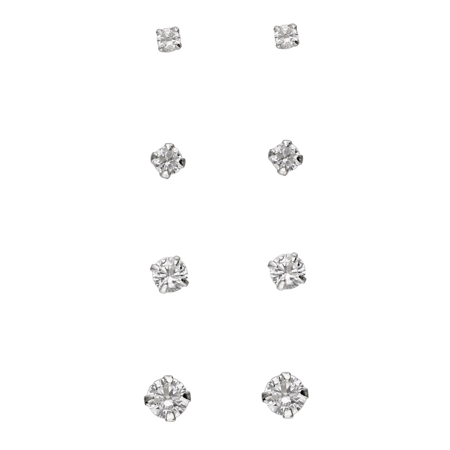 I AM Jewelry Silver Zirconia Stud Earring Set, 8CT , CVS