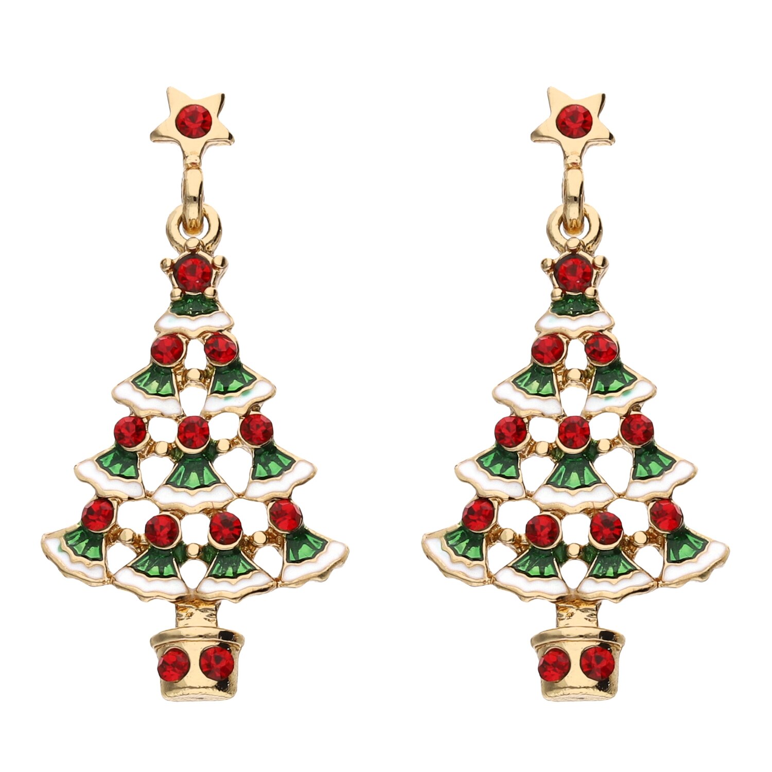 I AM Jewelry Christmas Tree Pendant Stud Earrings