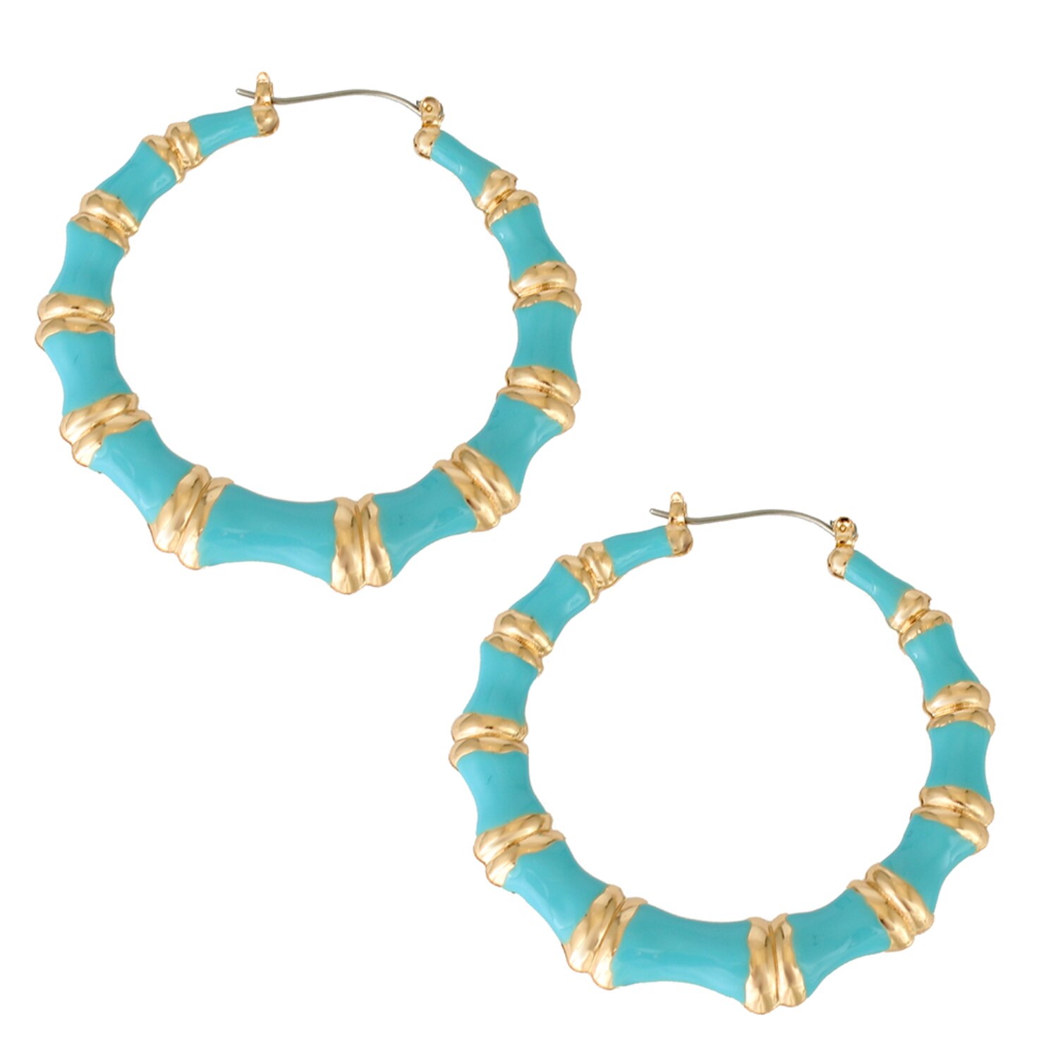 I AM Jewelry I AM Summer Sparkle Turquoise Bamboo Hoop Earrings , CVS