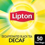 Lipton Decaffeinated Black Tea Bags, 50 ct, 3.3 oz, thumbnail image 1 of 5
