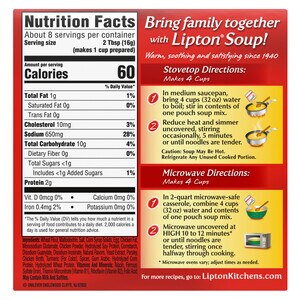 Lipton Onion Soup Mix Nutrition Label - Trovoadasonhos