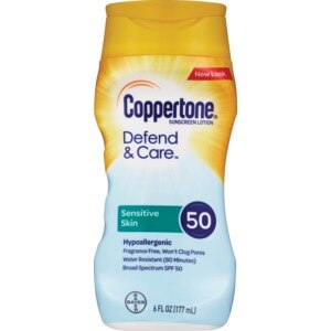 Coppertone Defend & Care Sensitive Skin Sunscreen Lotion, SPF 50