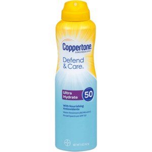 Coppertone Defend & Care Ultra Hydrate Sunscreen Spray Broad Spectrum, 5 OZ