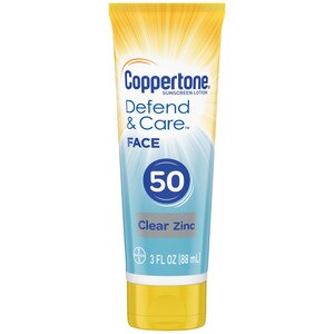 Coppertone Defend & Care Sunscreen Clear Zinc Face Lotion Broad Spectrum, SPF 50 - 3 Oz , CVS