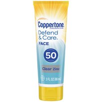 Coppertone Defend & Care Sunscreen Clear Zinc Face Lotion Broad Spectrum, SPF 50