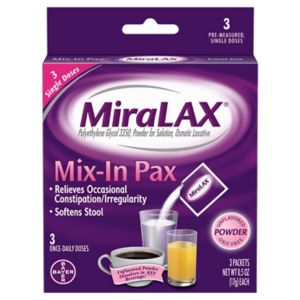 MiraLAX Mix-In Pax Single Dose Packets, Unflavored, 10 Count