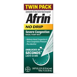 Afrin No Drip Severe Congestion Pump Nasal Mist Twin Pack, 2 0.5 oz Bottles
