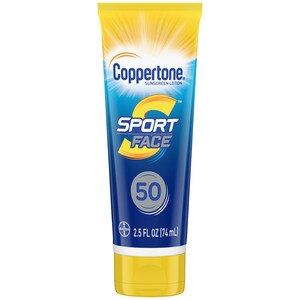 Coppertone Sport Face - Loción mineral de protección solar para el rostro, FPS 50, 2.5 oz