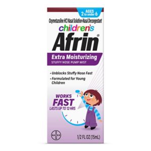 Children's Afrin Extra Moisturizing Stuffy Nasal Spray Pump Mist, Ages 2-6, 15 mL