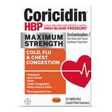 Coricidin HBP Maximum Strength Cold, Cough & Flu Liquid Gels, 24 CT, thumbnail image 1 of 9
