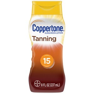 Coppertone Tanning Defend & Glow Sunscreen With Vitamin E Lotion Broad Spectrum SPF 15, 8 OZ