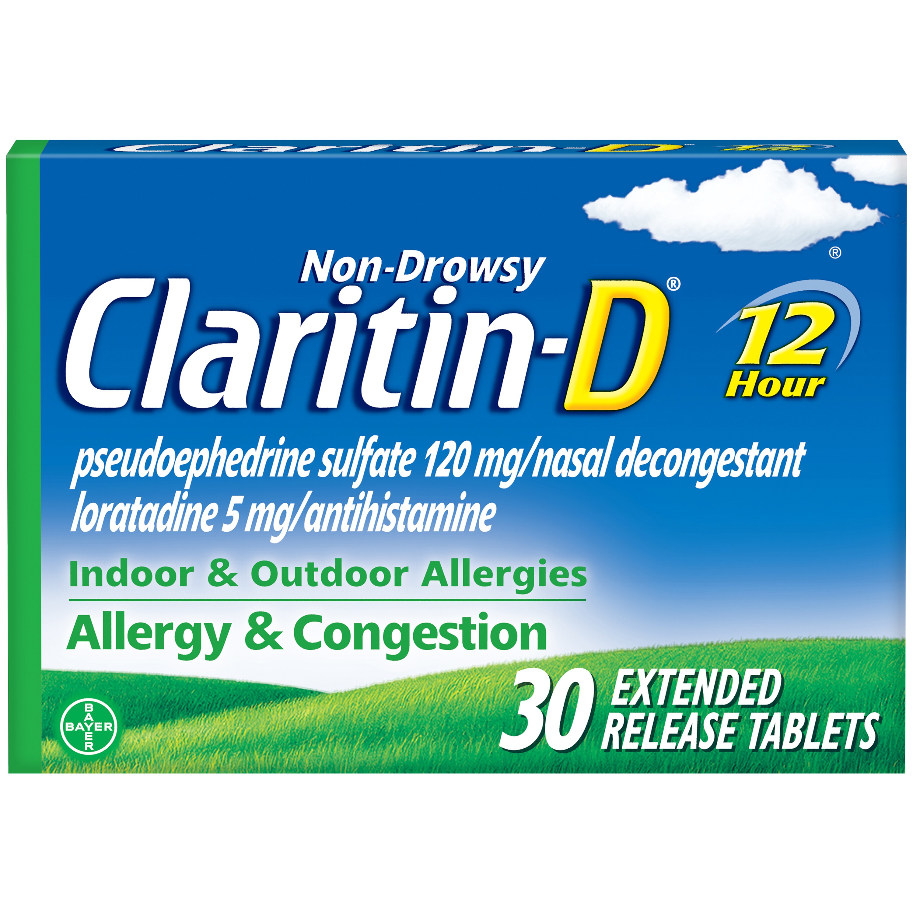 Claritin-D 12 Hour Non-Drowsy Allergy Medicine, Powerful Relief, Nasal Congestion & Sinus Pressure Relief, Indoor And Outdoor Allergy Relief, 30 Ct