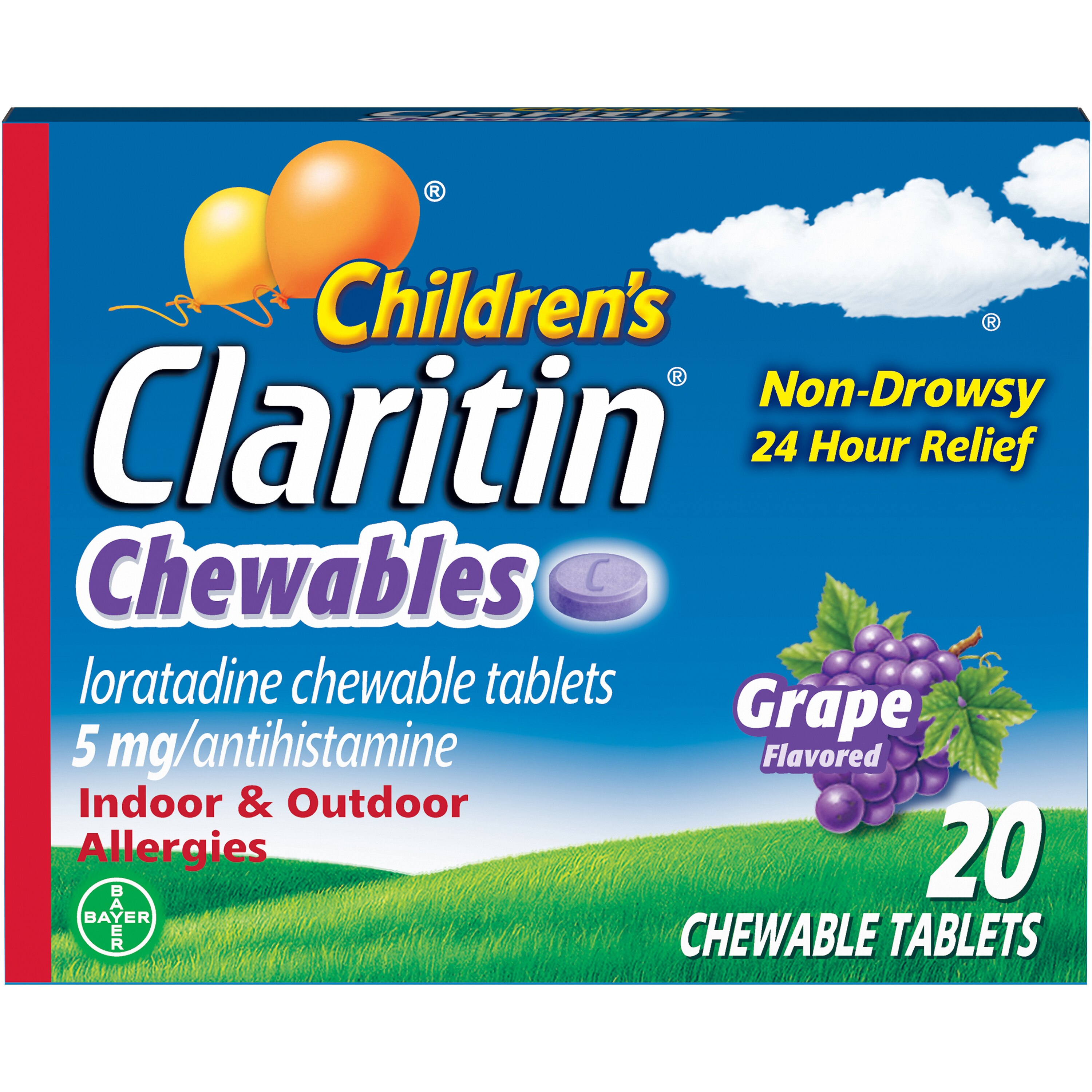 Children's Claritin Chewables 24 HR Children Allergy Relief, Grape, 20 Ct , CVS