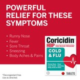 Coricidin HBP, Decongestant-Free Cold & Flu Symptom Relief Tablets, thumbnail image 2 of 9