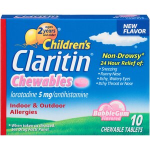 Children's Claritin - Antialérgico pediátrico en tabletas masticables, Bubble Gum, 10 u.