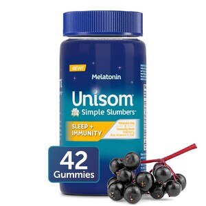 Unisom Simple Slumbers Sleep + Immunity Gummies, Elderberry, 42 CT