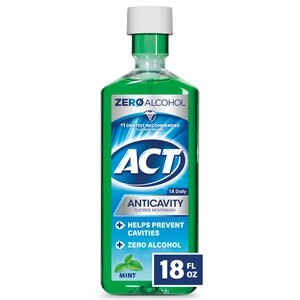 ACT Anticavity Zero-Alcohol Fluoride Mouthwash, Mint, 18 Oz , CVS