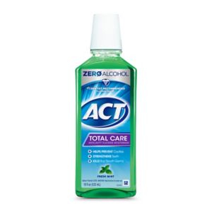 ACT Total Care Zero-Alcohol Anticavity Fluoride Mouthwash, Fresh Mint, 18 Ounces