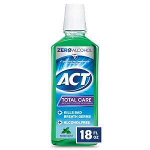 ACT Total Care Zero-Alcohol Anticavity Fluoride Mouthwash, Fresh Mint, 18 Oz , CVS