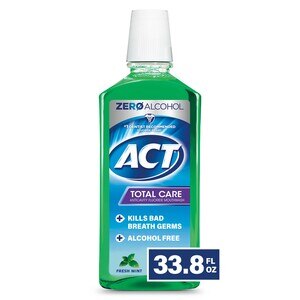 ACT Total Care Zero-Alcohol Anticavity Fluoride Mouthwash, Fresh Mint, 33.8 Oz , CVS