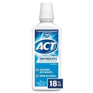 ACT Dry Mouth Anticavity Zero-Alcohol Fluoride Mouthwash With Xylitol, Soothing Mint, 18 Oz , CVS