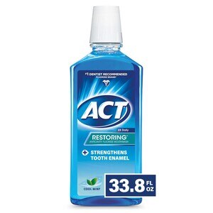 ACT Restoring Anticavity Mouthwash, Cool Mint, 33.8 OZ