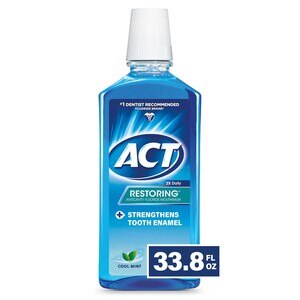 ACT Restoring Anticavity Mouthwash (33.8 Oz, Cool Mint)