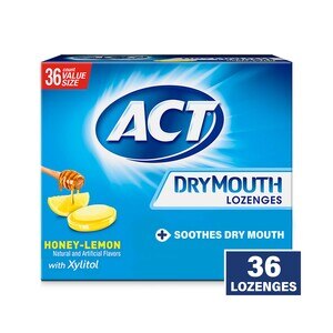 ACT Dry Mouth Lozenges With Xylitol, Sugar Free Honey-Lemon, 36 Count - 36 Ct , CVS