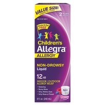 Allegra - Antihistamínico en jarabe para aliviar la alergia por 12 horas, no produce somnolencia, para niños, 30 mg, 8 oz
