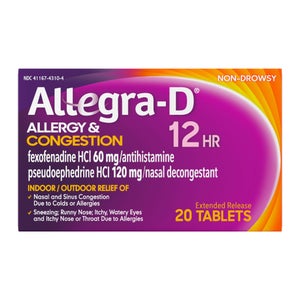 Allegra-D 12HR Allergy Relief & Decongestant Extended Release Tablets, Non-Drowsy, 30 Count