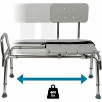 DMI Heavy-Duty Sliding Transfer Bench Shower Chair with Cut-out Seat and Adjustable Legs