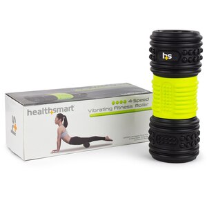 HealthSmart Rechargeable Muscle Massage Foam Roller, Black/Green