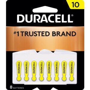 Duracell Size 10 Hearing Aid Batteries, 8/Pack (Yellow)