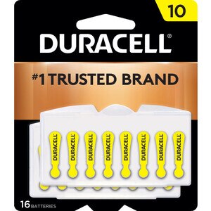 Duracell Size 10 Hearing Aid Batteries, 16/Pack (Yellow)