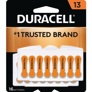 Duracell Size 13 Hearing Aid Batteries, 16/Pack (Orange)