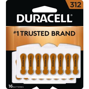 Duracell Size 312 Hearing Aid Batteries, 16/Pack (Brown)