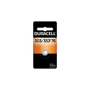 Duracell 303/357 Silver Oxide Button Battery, 1/PK