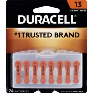 Duracell Size 13 Hearing Aid Batteries, 24/Pack (Orange)
