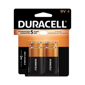 Duracell Coppertop 9V Alkaline Batteries, 4 ct (Resealable)